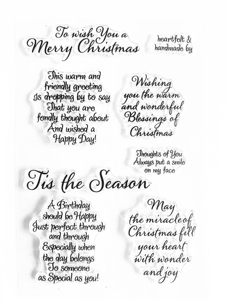 Arbuya Tis Season Merry Christmas Sentiments Sayings Phrase Rubber Clear Stamp/Seal Scrapbook/Photo Decorative Card Making Clear Stamp - Image 1